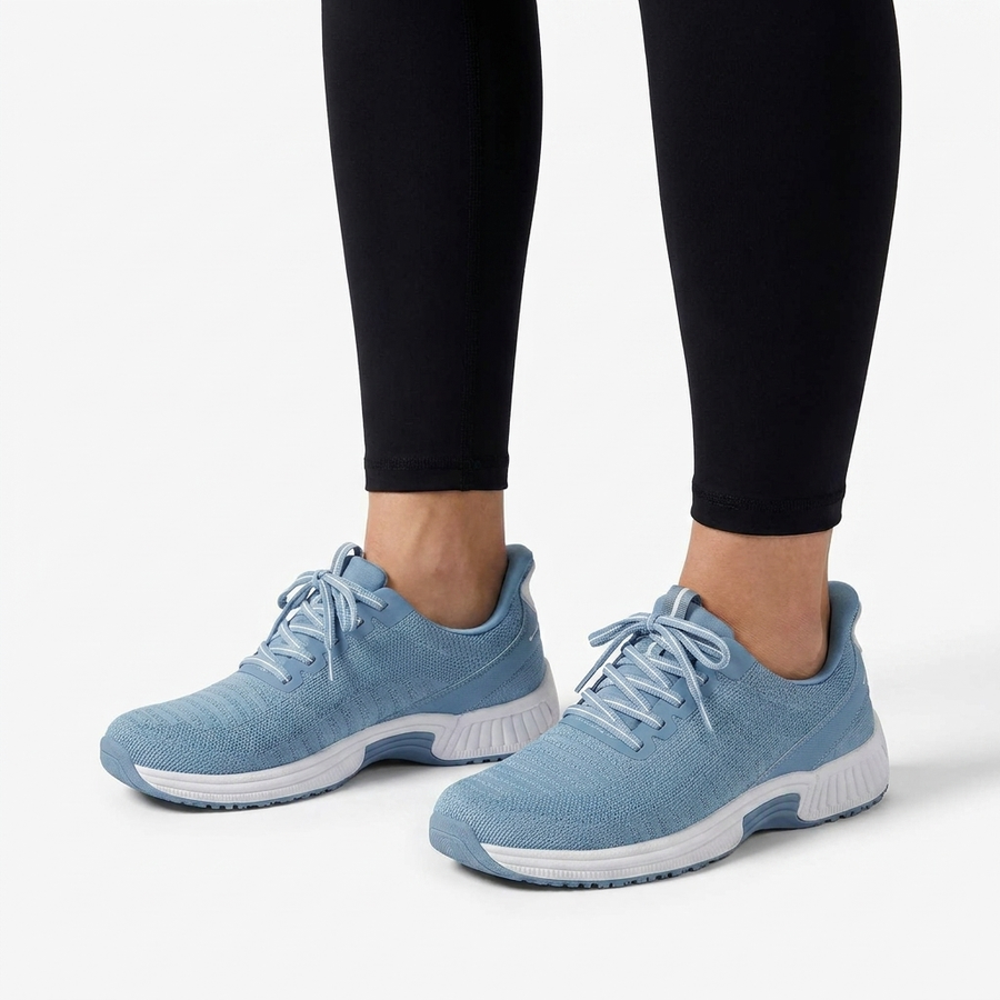 OrthoKnit Slip-On Sneakers Blue - worn